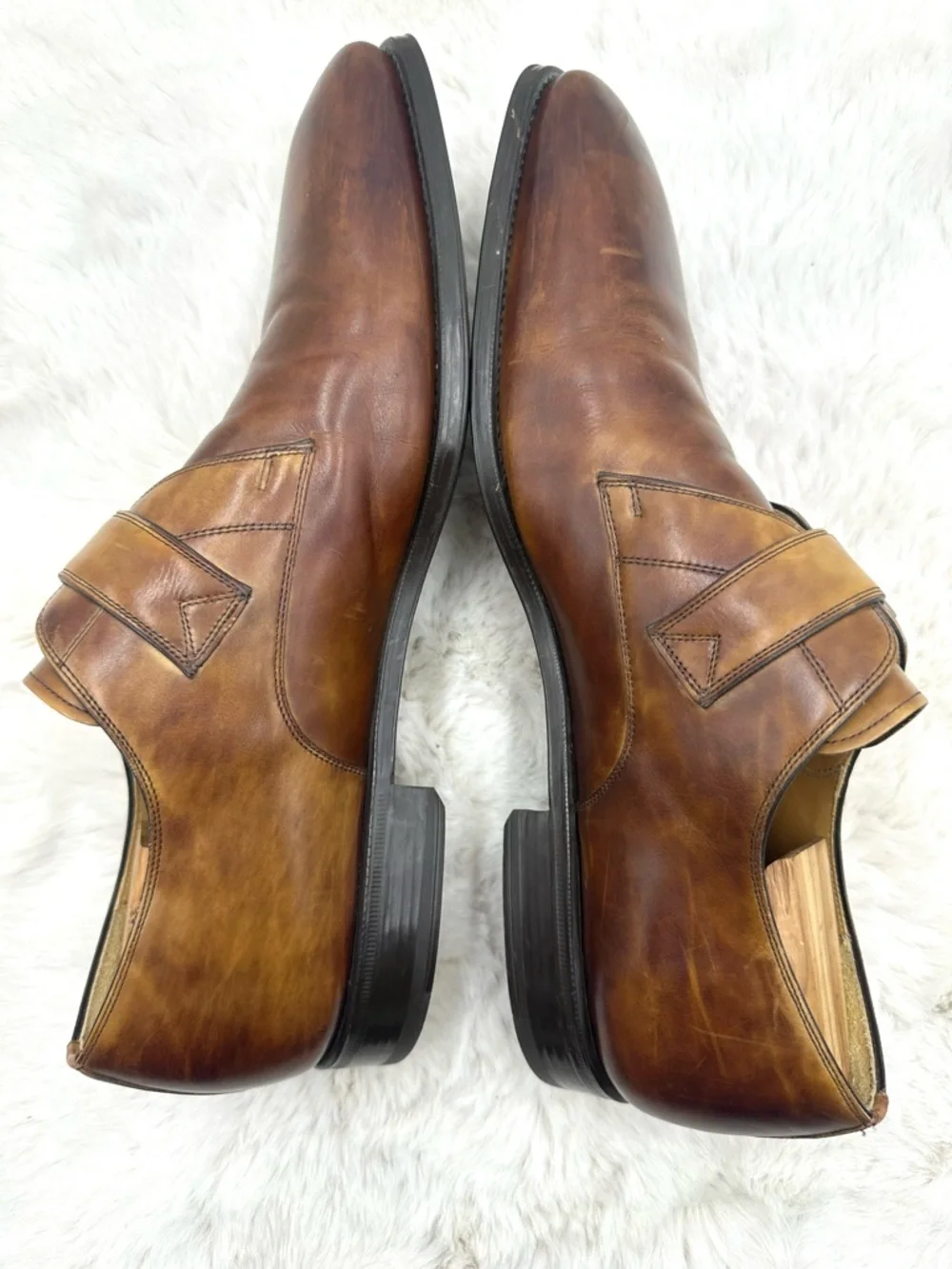 Magnanni Marco Single Monk Strap Loafer - Cognac Brown Leather mens size 13 M